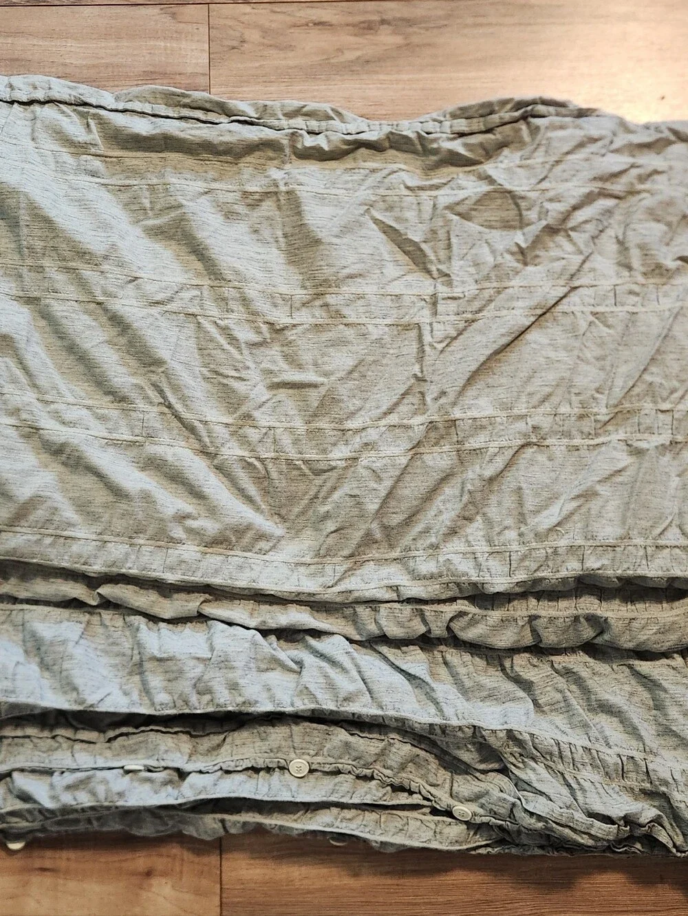 Parachute Gray 100% Cotton Ruffle Duvet Cover Tie Button Closure Full / Queen